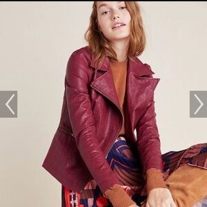 Anthropologie Deep Red Leather Jacket